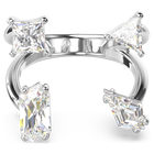 Mesmera open ring, Mixed cuts, White, Rhodium plated