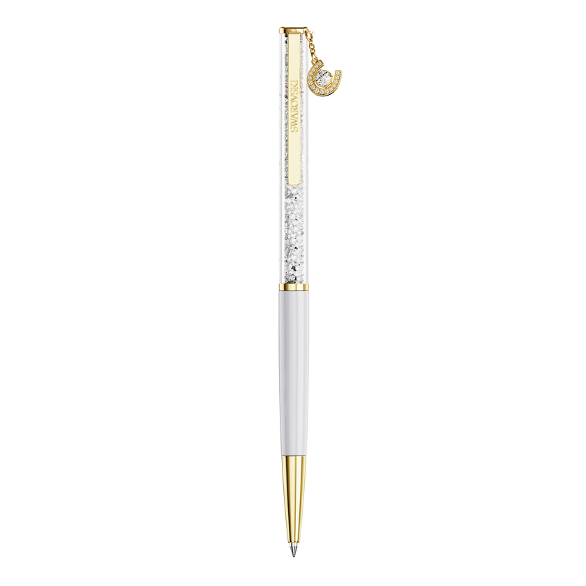 swarovski crystalline ballpoint pen  horse shoe  white  white lacquered  gold tone plated