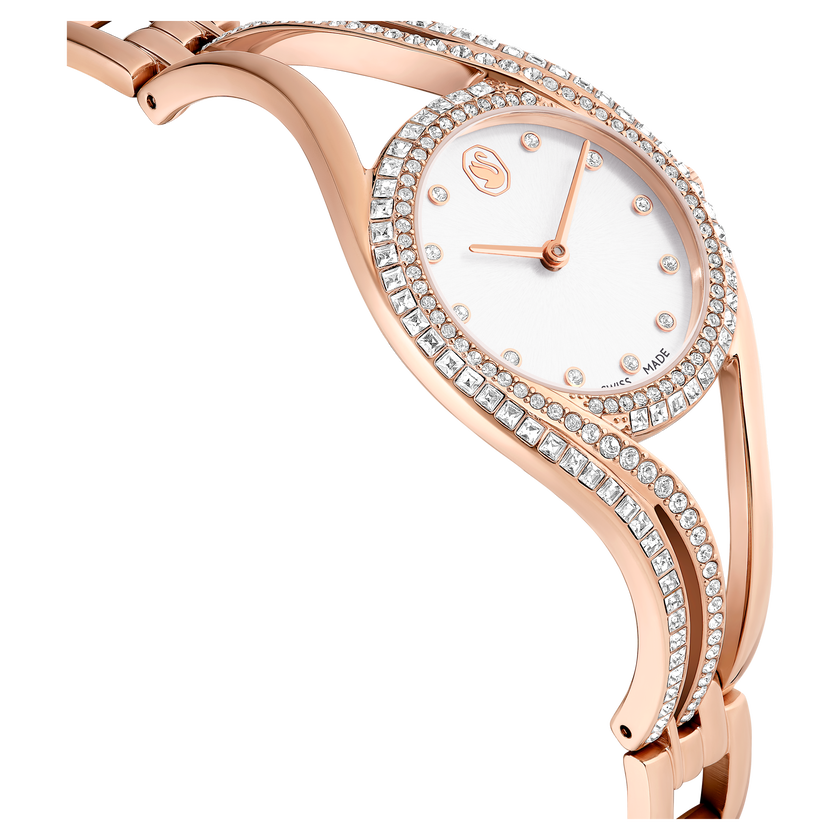 swarovski hyperbola bangle watch  swiss made  metal bracelet  rose gold tone  rose gold tone finish