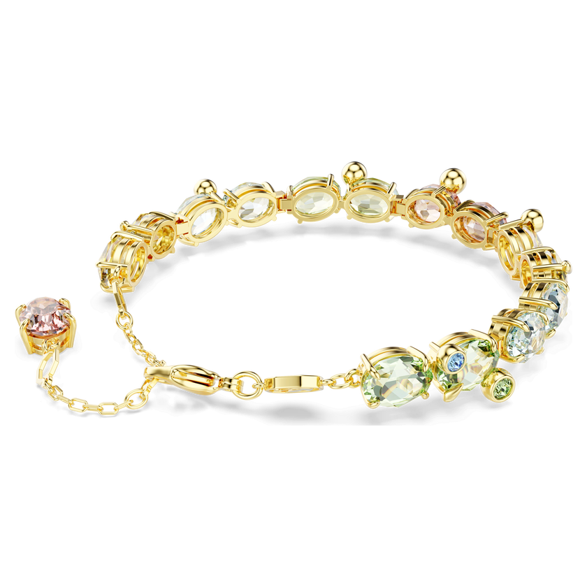 swarovski gema tennis bracelet  mixed cuts  multicolored  gold tone plated