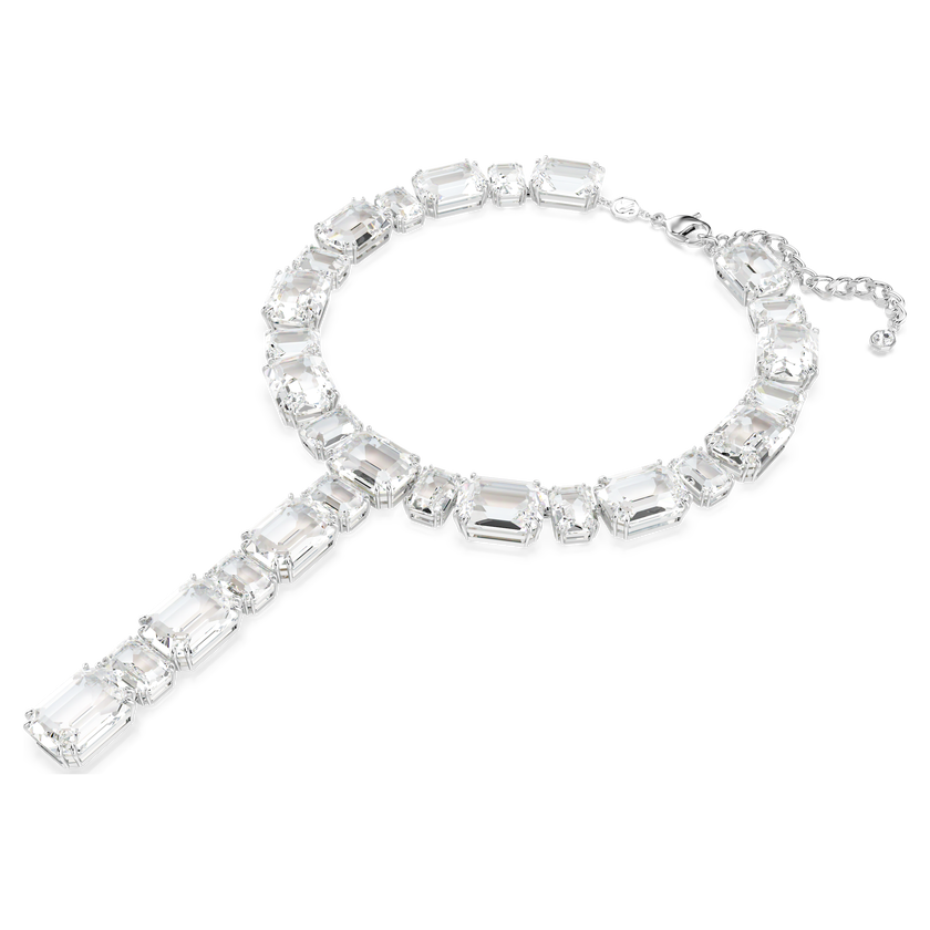 swarovski millenia y necklace  octagon cut  white  rhodium plated