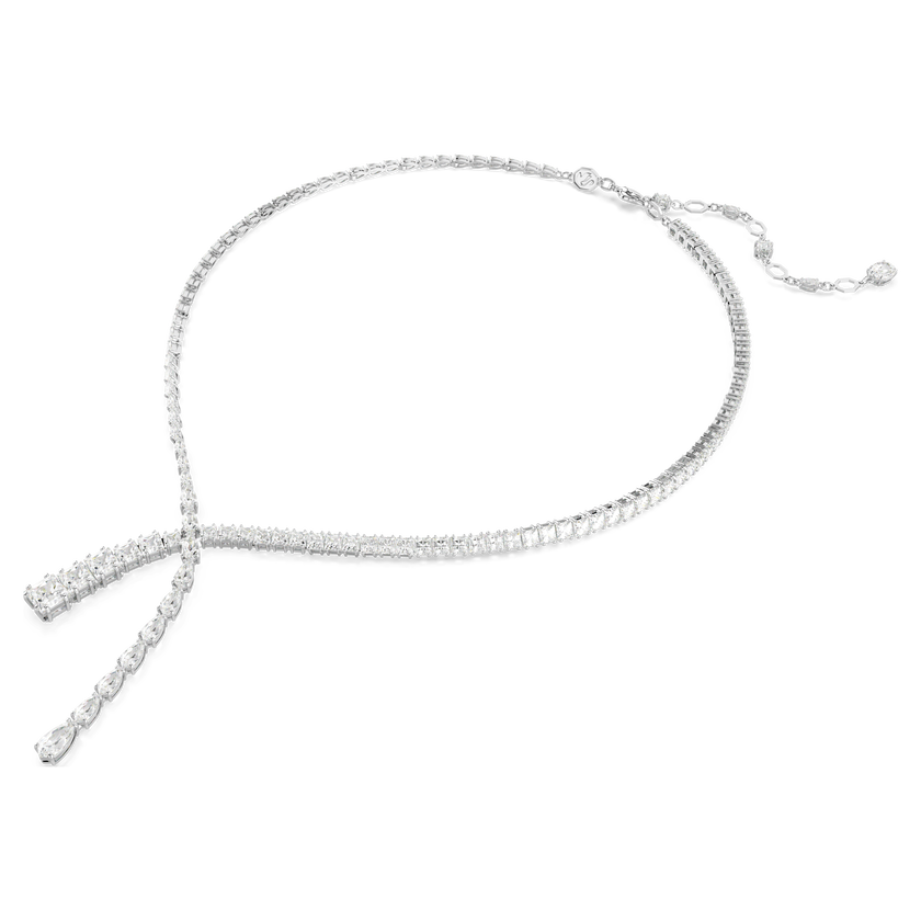swarovski matrix y necklace  mixed cuts  white  rhodium plated