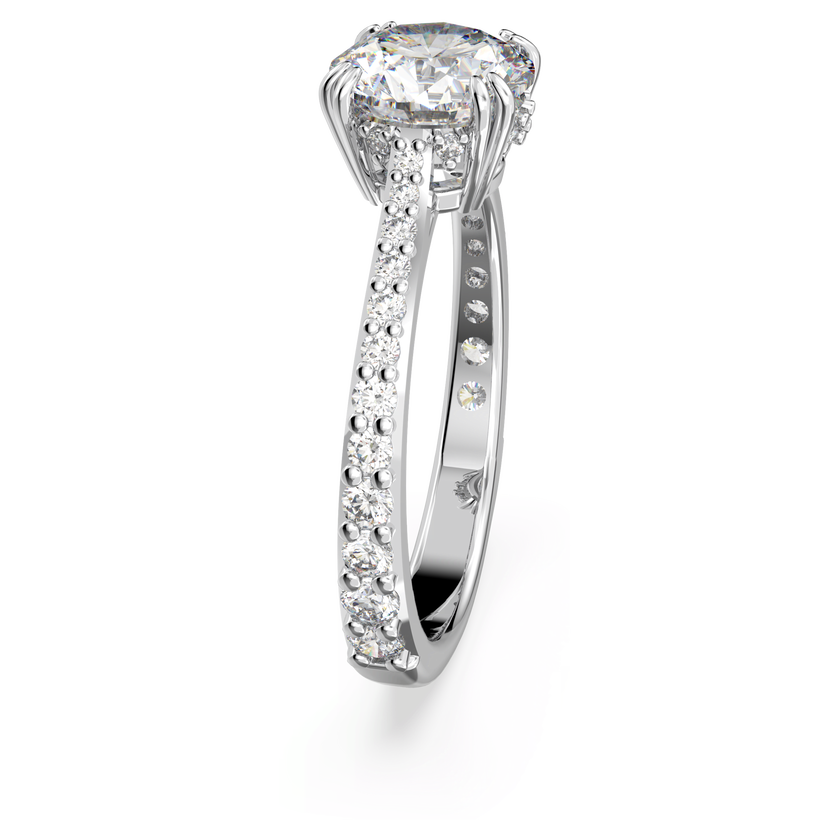 swarovski stilla cocktail ring  round cut  pav   white  rhodium plated