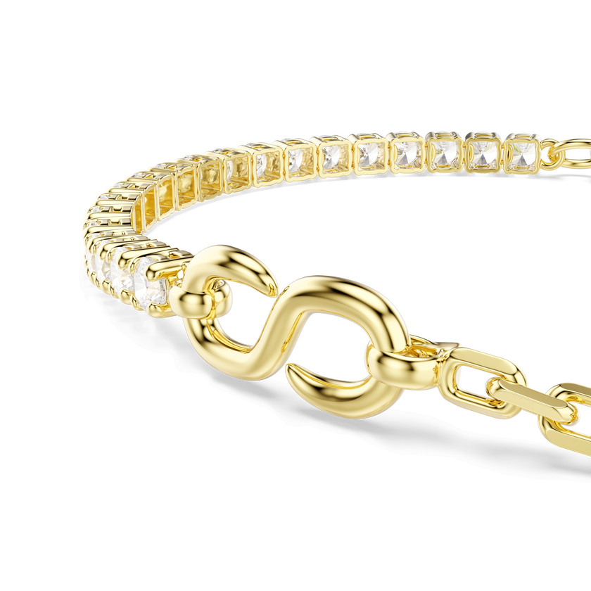 swarovski matrix bracelet  round cut  white  18k gold finish