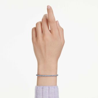 swarovski imber emily tennis bracelet  round cut  blue  rhodium plated