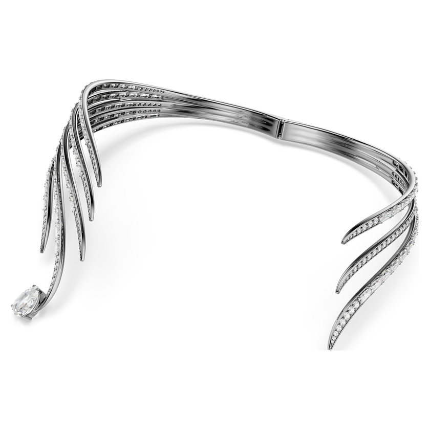 swarovski the vienna collection choker  feather  white  ruthenium plated