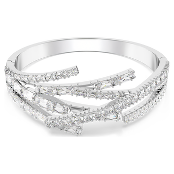 swarovski matrix bangle  mixed cuts  white  rhodium plated