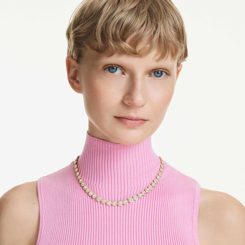 swarovski una angelic necklace  round cut  white  18k gold finish
