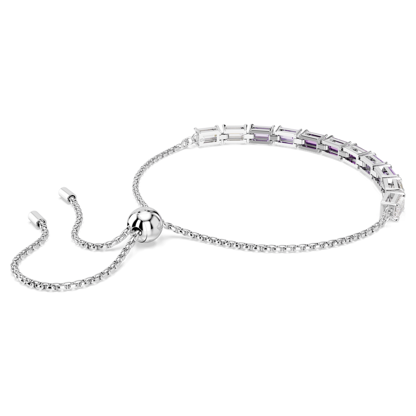 swarovski matrix bracelet  baguette cut  purple  rhodium plated