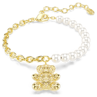 swarovski idyllia bracelet  crystal pearl  round cut  teddy  gold tone  gold tone plated