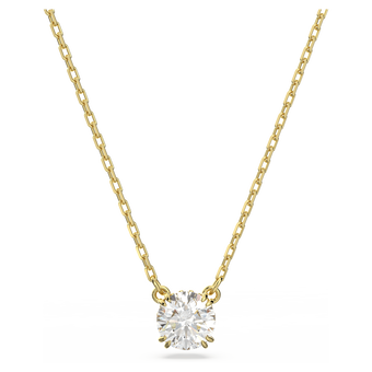 swarovski stilla pendant  round cut  white  18k gold finish