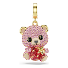 swarovski idyllia charm  mixed cuts  teddy  pink  gold tone plated