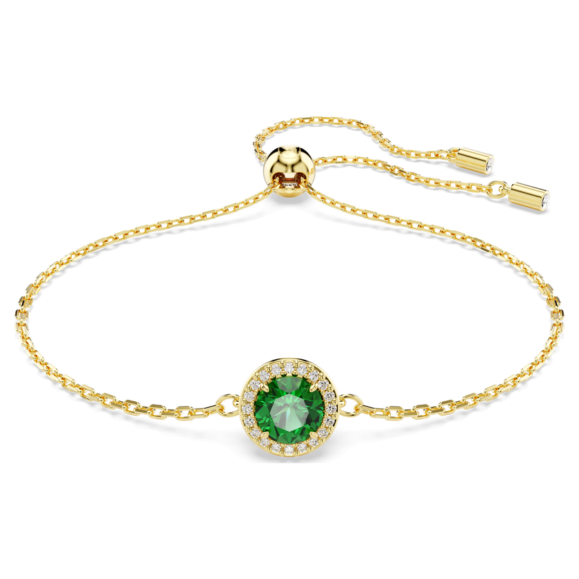 swarovski una angelic bracelet  round cut  pav   green  gold tone plated
