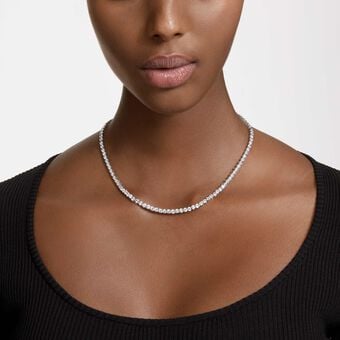 swarovski matrix tennis necklace  round cut  white  rhodium plated