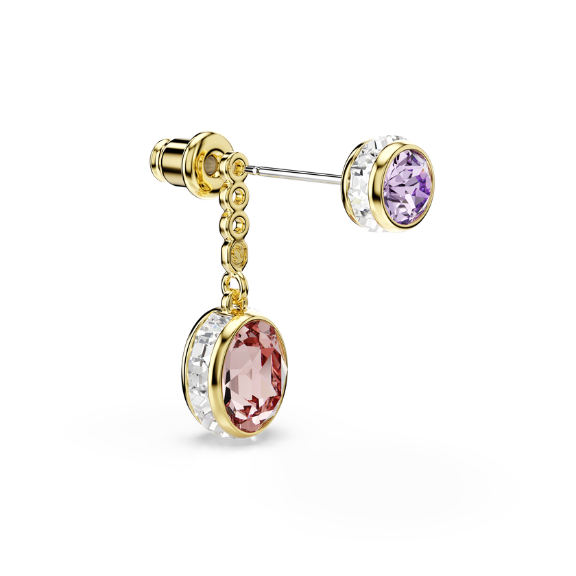 swarovski chroma drop earrings  mixed cuts  multicolored  gold tone plated