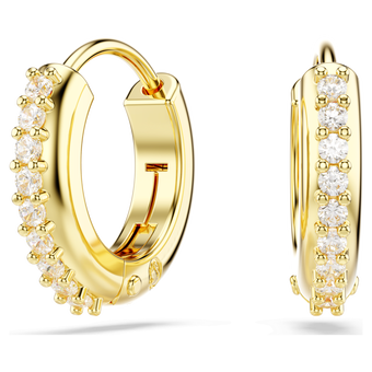 swarovski matrix hoop earrings  round cut  white  18k gold finish