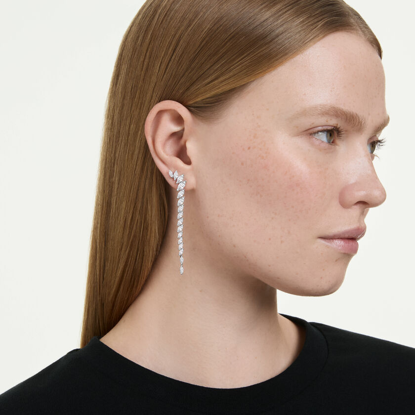 swarovski mesmera earrings  marquise cut  white  rhodium plated