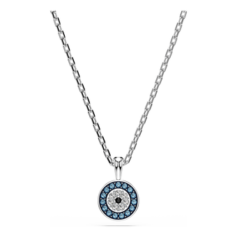 swarovski luckily pendant  pav   eye  blue  rhodium plated