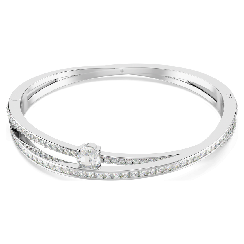 swarovski hyperbola bangle  mixed cuts  white  rhodium plated