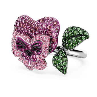 swarovski alice in wonderland cocktail ring flower multicolored rhodium plated