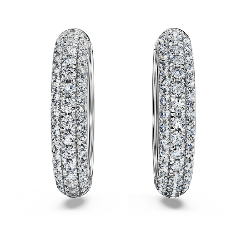 swarovski eternity hoop earrings  laboratory grown diamonds 2 ct tw  18k white gold