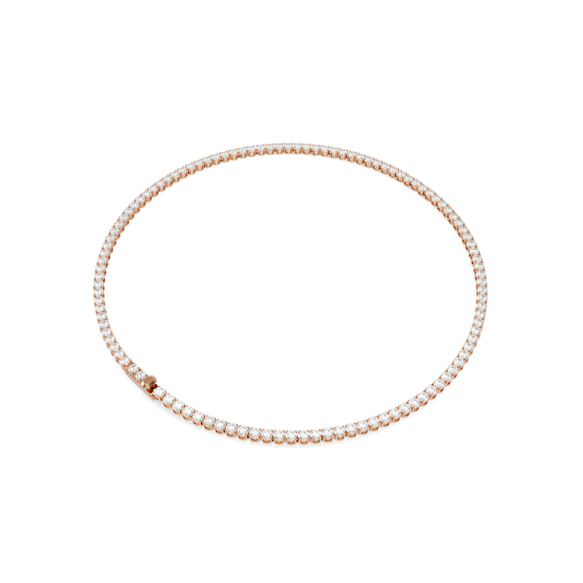 swarovski matrix tennis necklace  round cut  white  18k rose gold finish