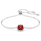 swarovski birthstone bracelet  square cut  january  red  rhodium plated