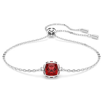 swarovski birthstone bracelet  square cut  january  red  rhodium plated