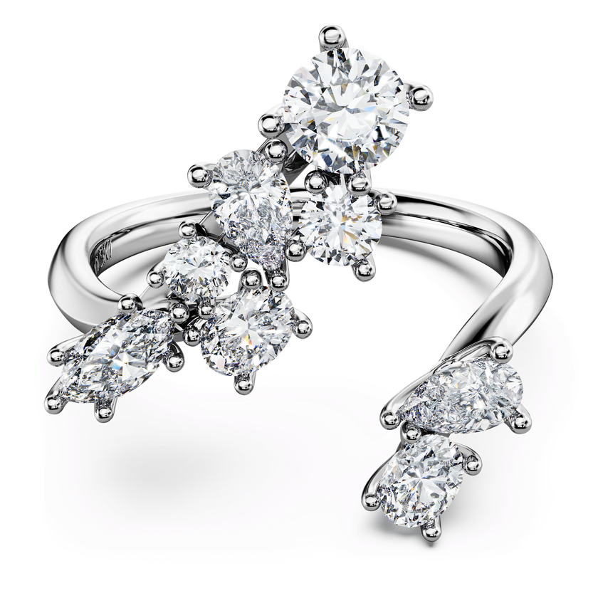 swarovski galaxy bypass ring  laboratory grown diamonds 1 25 ct tw  18k white gold