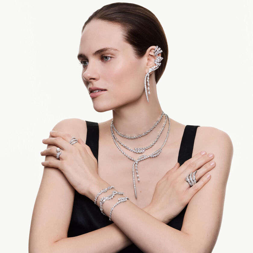 swarovski mesmera necklace  marquise cut  white  rhodium plated