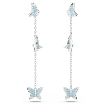 swarovski lilia drop earrings  butterfly  blue  rhodium plated