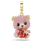 swarovski idyllia charm  mixed cuts  teddy  pink  gold tone plated