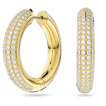 swarovski dextera hoop earrings  medium  white  18k gold finish