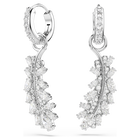 swarovski vienna earrings  mixed cuts  feather  white  rhodium plated