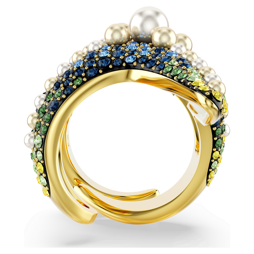 swarovski idyllia cocktail ring  crystal pearls  starfish  multicolored  gold tone plated