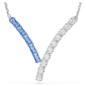 swarovski matrix pendant  mixed cuts  blue  rhodium plated