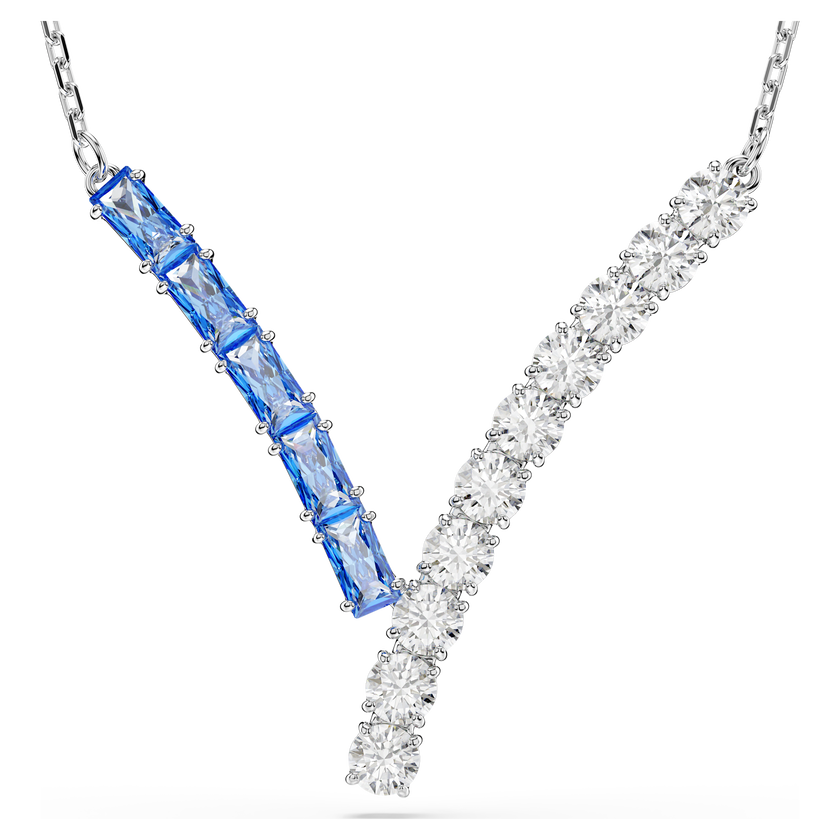 swarovski matrix pendant  mixed cuts  blue  rhodium plated