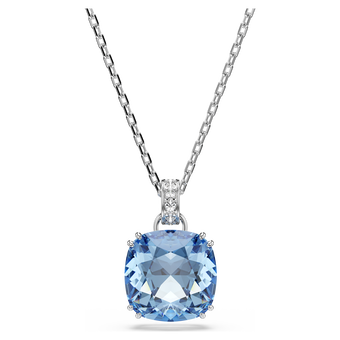 swarovski millenia pendant  cushion cut  blue  rhodium plated