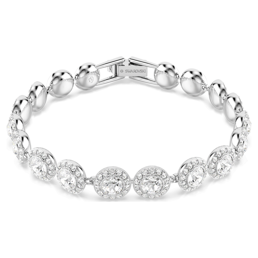 swarovski una angelic tennis bracelet  round cut  white  rhodium plated