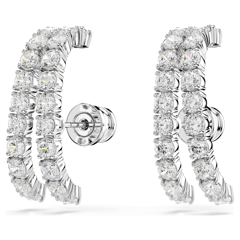 swarovski matrix ear cuffs  round cut  white  rhodium plated