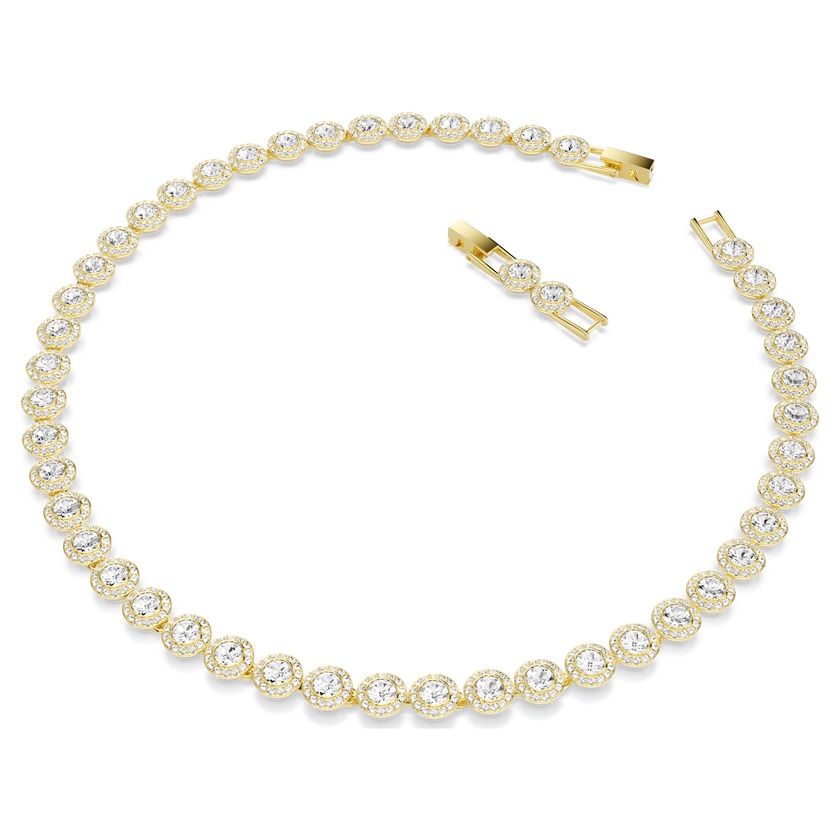 swarovski una angelic necklace  round cut  white  18k gold finish