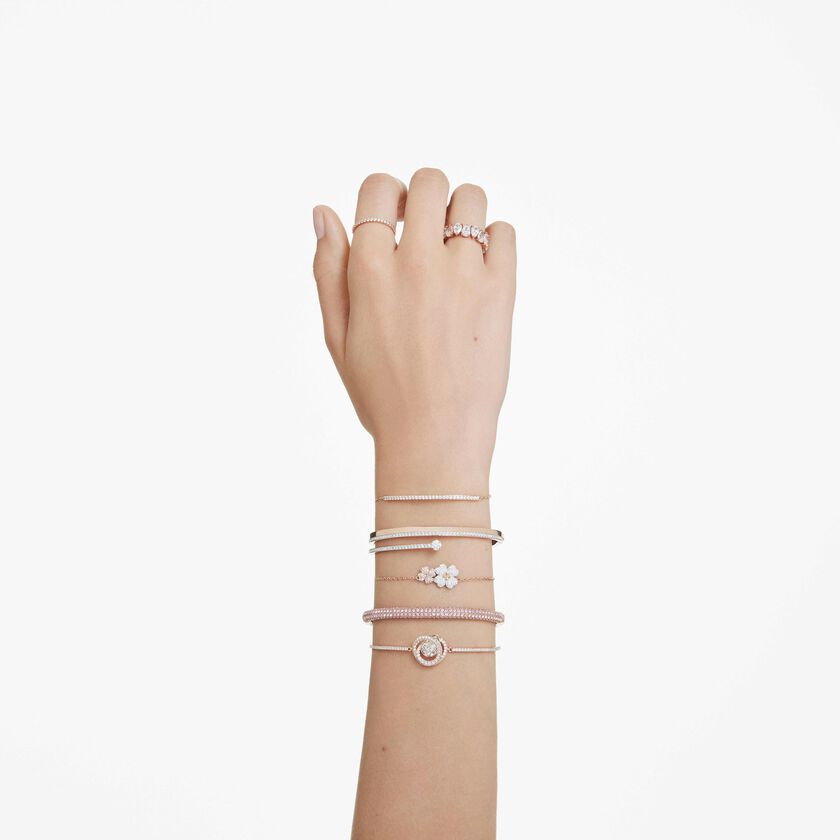 swarovski stone bangle  pink  rose gold tone pvd