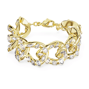 Imber bracelet, Statement, Mixed cuts, White, Gold-tone plated swarovski imber bracelet statement mixed cuts white gold tone plated