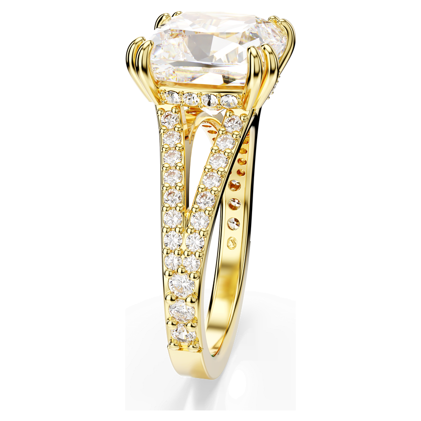 swarovski stilla cocktail ring  square cut  white  gold tone plated