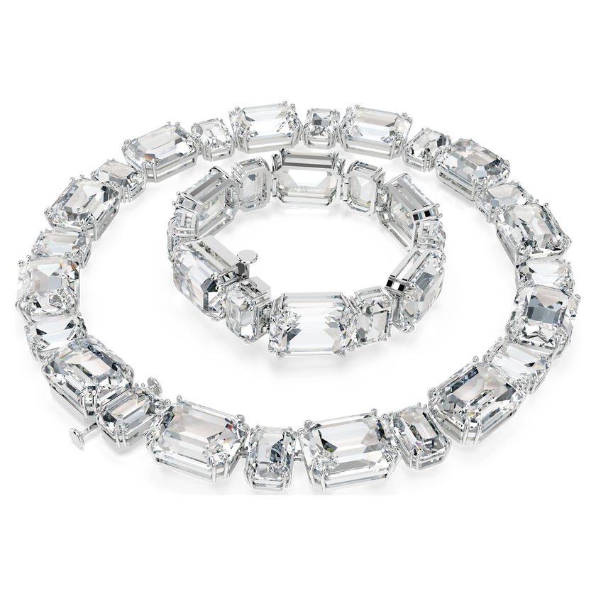 swarovski millenia y necklace  octagon cut  white  rhodium plated