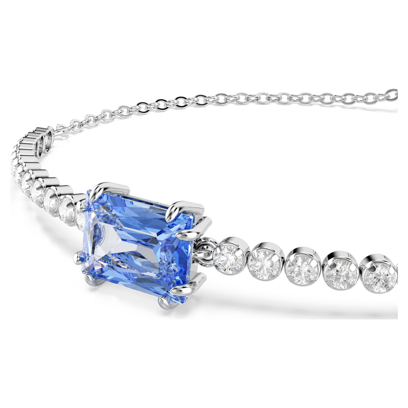 swarovski matrix tennis bracelet  mixed cuts  blue  rhodium plated