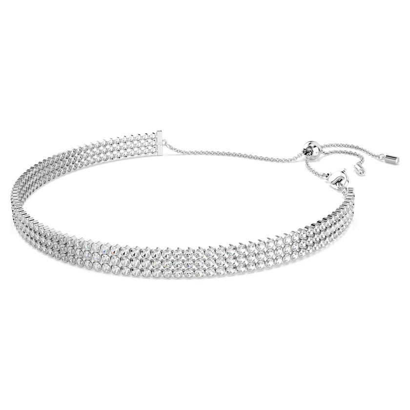 swarovski matrix tennis choker  round cut  white  rhodium plated