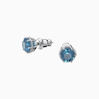 Birthstone earrings, December, Blue, Rhodium plated