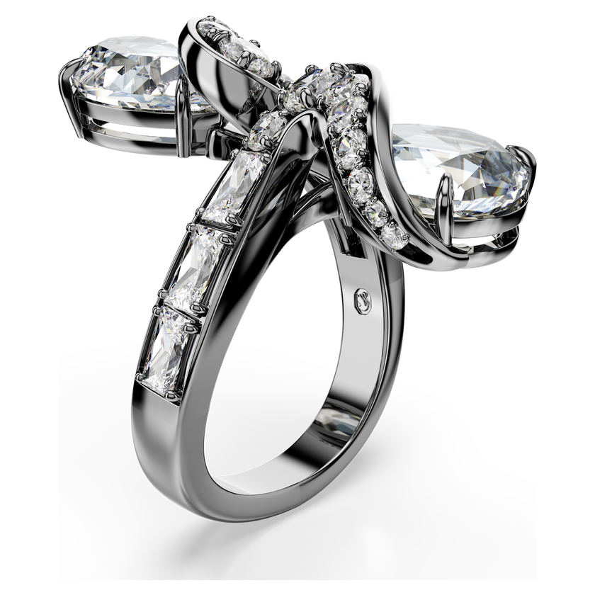 swarovski the vienna collection open ring  feather  white  ruthenium plated