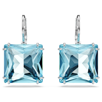 Millenia earrings, Square cut crystal, Blue, Rhodium plated swarovski millenia earrings square cut crystal blue rhodium plated